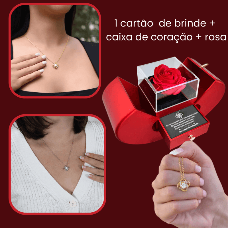 Colar de Prata Passion 925 Com Rosa - Para meu Amor